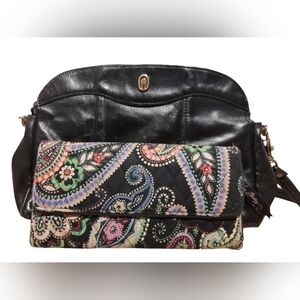 Vera Bradley Trifold Wallet Paisley Design With Crossbody Purse Bundle Lot